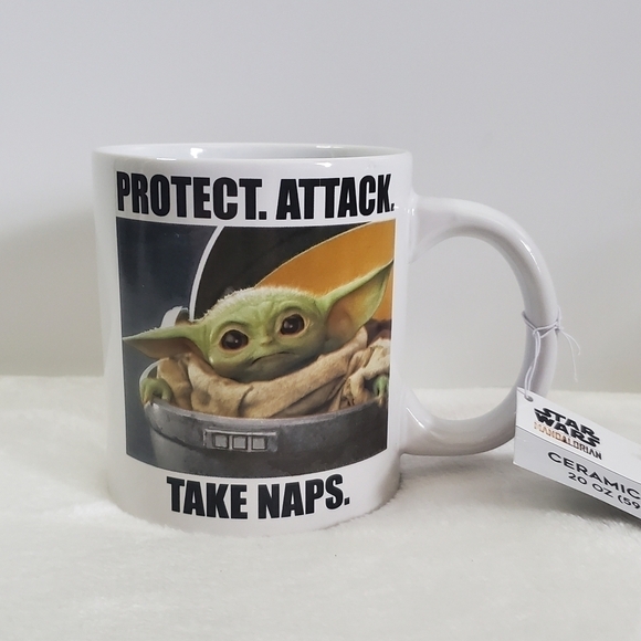 Star Wars Disney Yoda Protect Attack Take Naps Ceramic Mug 20 Oz NWT - Picture 1 of 10